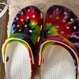 CROCS Tie Dye Clogs with Heel Straps